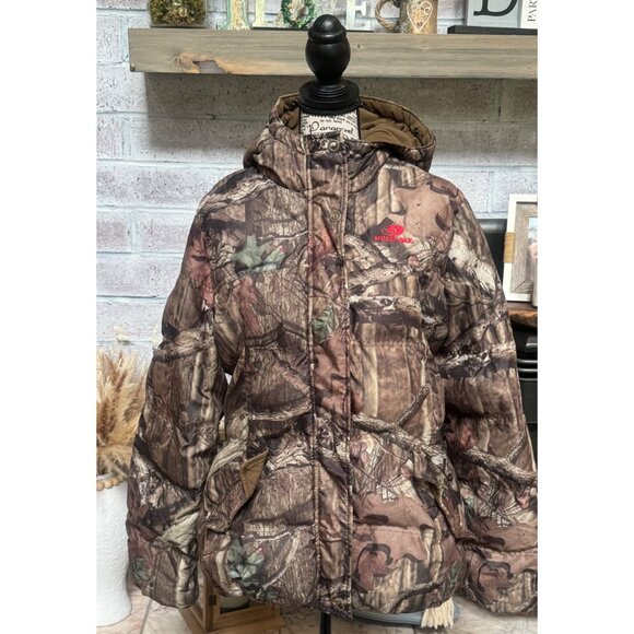 Mossy Oak Break Up Infinity Brown Cameo Puffer Jacket/Coat Girls size XL Logo pi - Picture 1 of 15